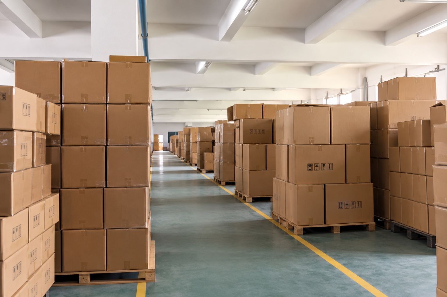 Packed goods stored for shipment